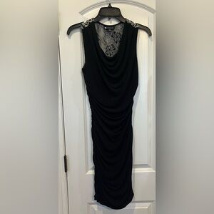 Black rushed fitted cocktail dress size 4 (XS-small)